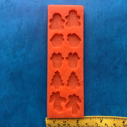 Christmas Gingerbread Stud Earring toppers buttons silicone clay resin mold - Create Along 