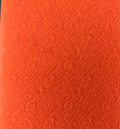 Cindi's Peacock Texture Mat Silicone rubber Stamp for polymer clay paper Gelli plate and resin - Create Along 