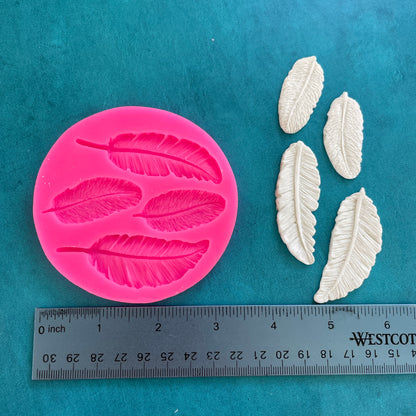 Polymer Clay Mold - multiple feathers floral works with resin, fondant, soap, food safe - Create Along 