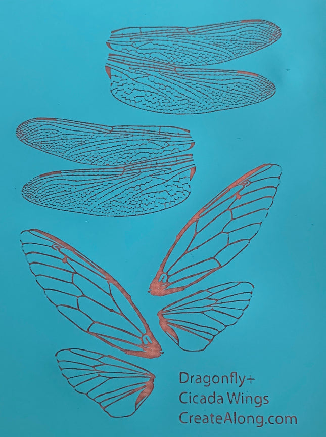 Silkscreen Dragonfly & Cicada Authentic Wings Stencil polymer clay - Create Along 