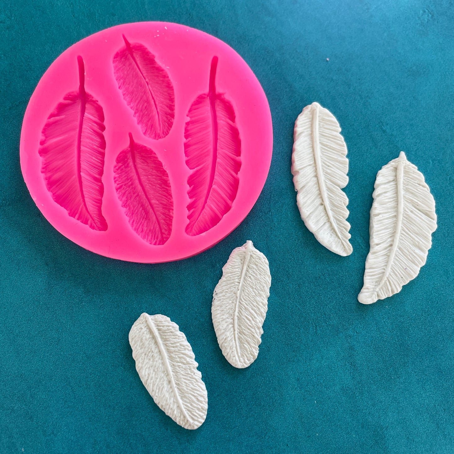 Polymer Clay Mold - multiple feathers floral works with resin, fondant, soap, food safe