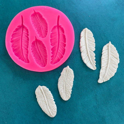 Polymer Clay Mold - multiple feathers floral works with resin, fondant, soap, food safe - Create Along 