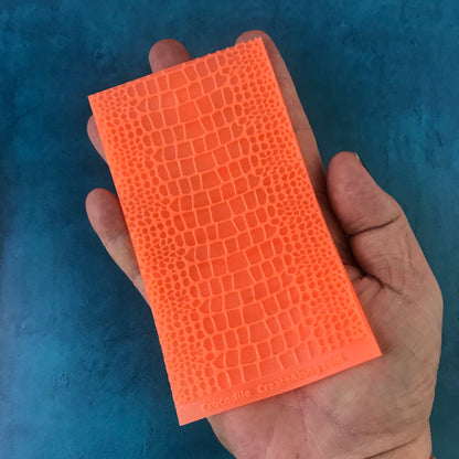 Crocodile Animal Print Texture Mat Silicone rubber Stamp for polymer clay paper Gelli plate and resin - Create Along 