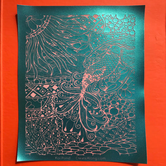Koi Pond Gold Fish Silkscreen silk screen stencil For Crafting Polymer Clay + Mixed Media