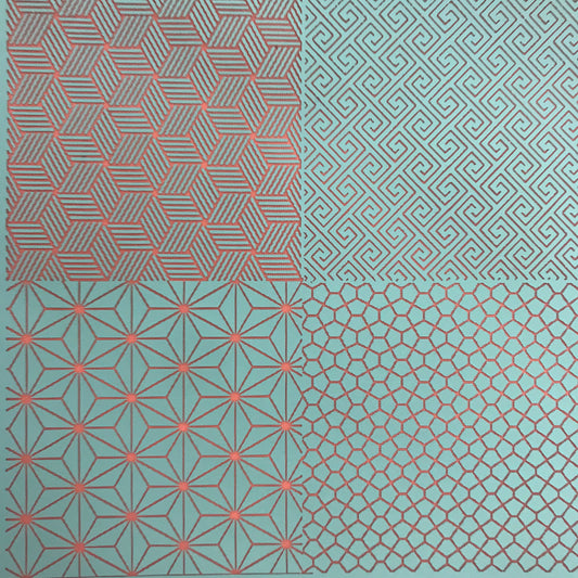 Silkscreen Stencil Linear Patterns Multi Image for Polymer Clay and Mixed Media