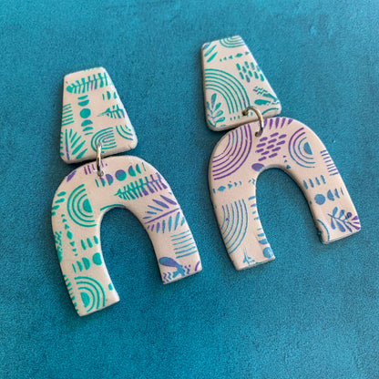 Silkscreen Stencil SLAB Leaves and Rainbows For Polymer Clay And Mixed Media Overall Design