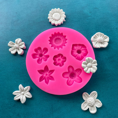 Polymer Clay Resin Mold - 6 flower variety