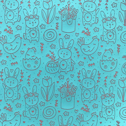 Easter Time Bunny Chick Flowers Silkscreen Stencil for Polymer Clay, Art Jewelry, Mixed Media