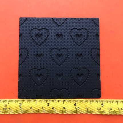 Love  Lace Net Hearts heart Rubber Stamp Texture Sheet Mat for polymer clay metal clay mixed media art - Create Along 