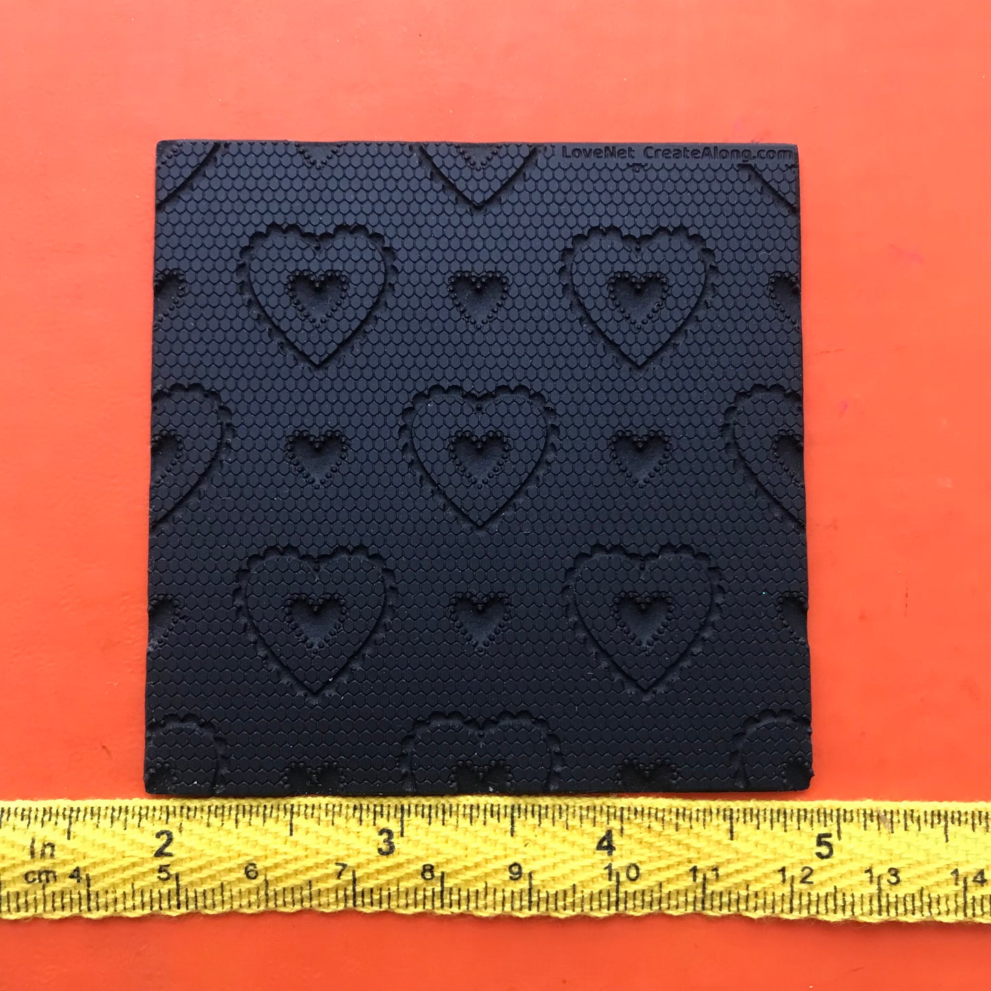 Love  Lace Net Hearts heart Rubber Stamp Texture Sheet Mat for polymer clay metal clay mixed media art