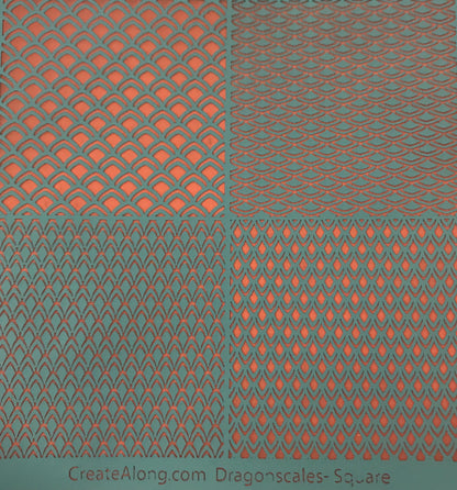Silkscreen Stencil Dragon Scales-Square for Polymer Clay and Mixed Media by Create Along