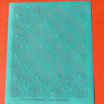Swirly Hearts Silkscreen Valentine For Crafting, Polymer Clay earrings + Mixed Media - Create Along 