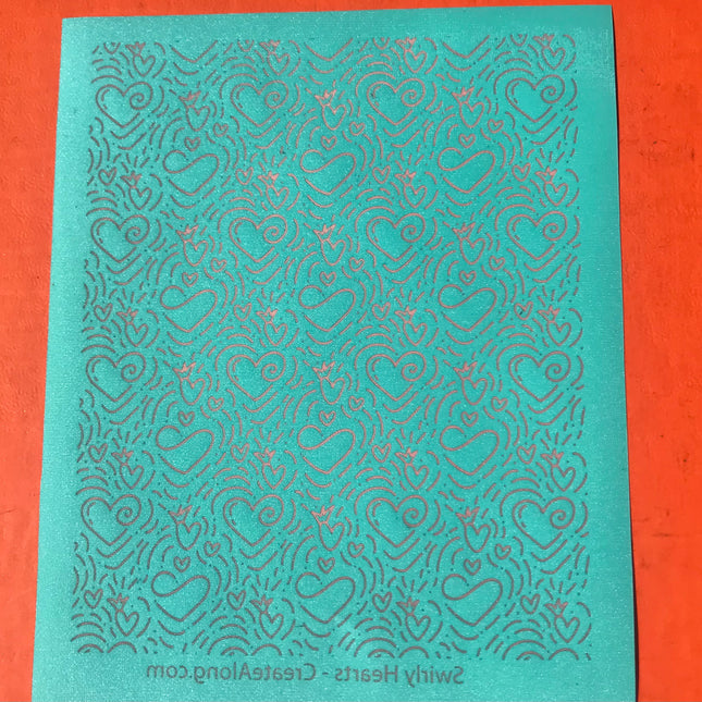 Swirly Hearts Silkscreen Valentine For Crafting, Polymer Clay earrings + Mixed Media - Create Along 
