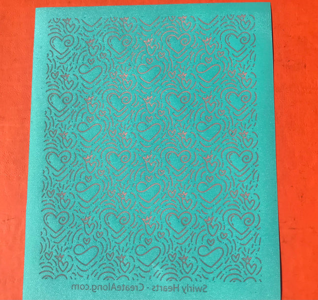 Swirly Hearts Silkscreen Valentine For Crafting, Polymer Clay earrings + Mixed Media - Create Along 