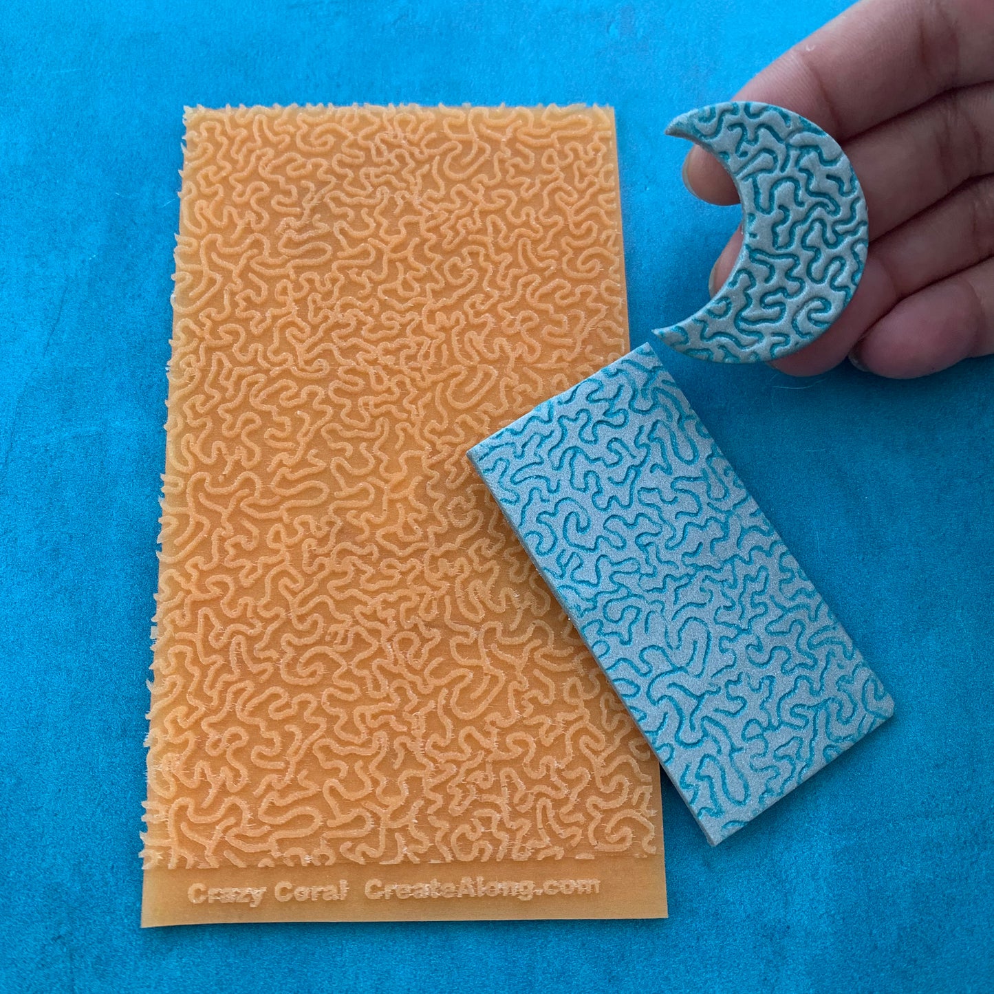 Cindi's Crazy Coral Texture Mat Silicone rubber Stamp for polymer clay paper Gelli plate and resin