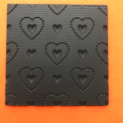 Love  Lace Net Hearts heart Rubber Stamp Texture Sheet Mat for polymer clay metal clay mixed media art - Create Along 