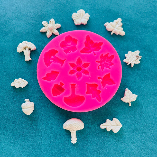 Ultimate Fairy Door + House accessories Polymer Clay Resin Mold - flower leaf mushroom - Create Along 