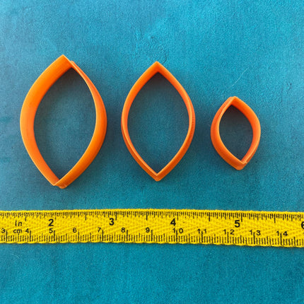Curvaceous football shaped set of 3  polymer clay cutter set jewelry earrings pendant small sharp clay cutters - Create Along 