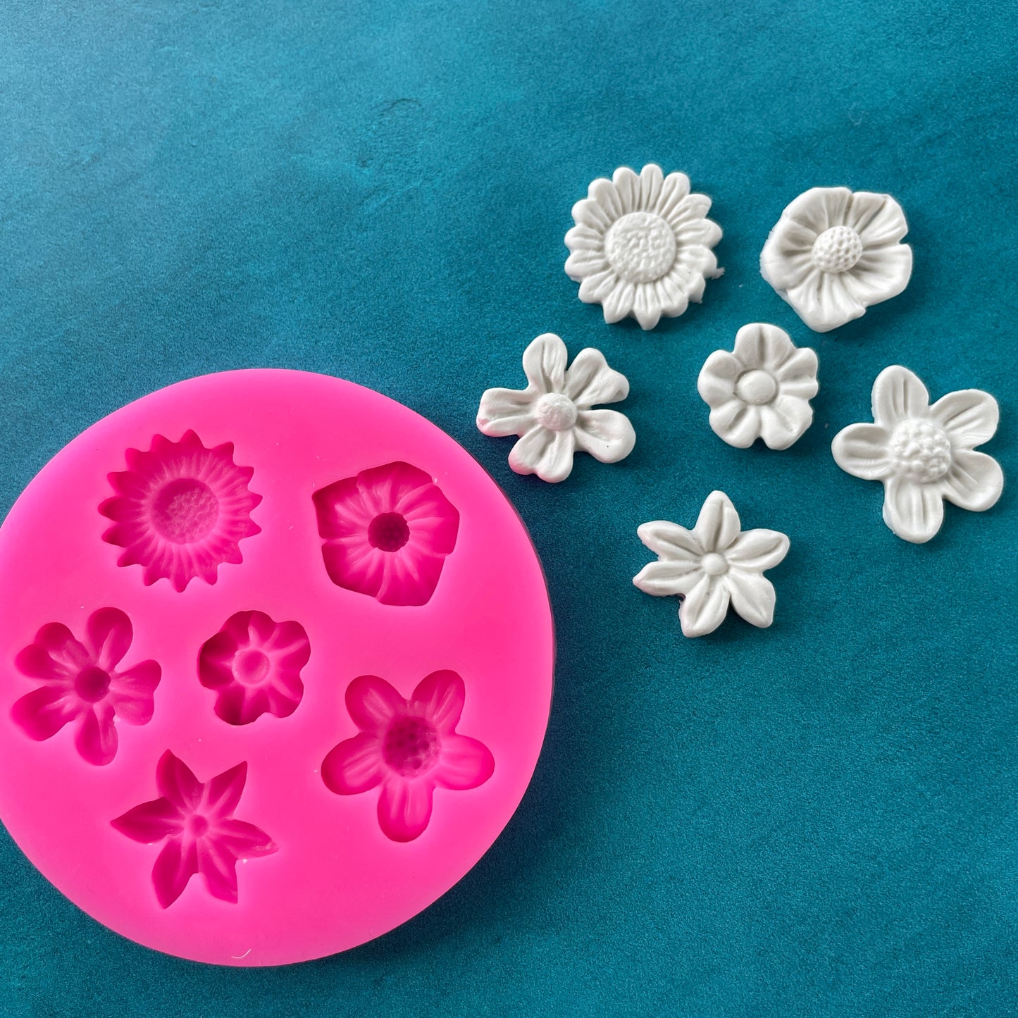 Polymer Clay Resin Mold - 6 flower variety