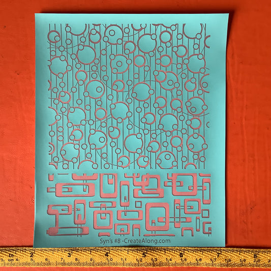 Syn’s #8 Mid Century Mod circles Square geometric Silkscreen For Crafting Polymer Clay + Mixed Media