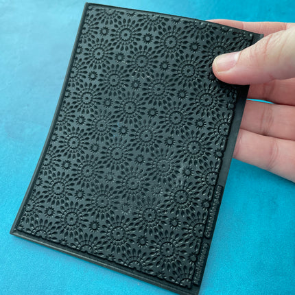 MexiFlowers Rubber Stamp Texture Sheet Mat for polymer clay metal clay mixed media art - Create Along 