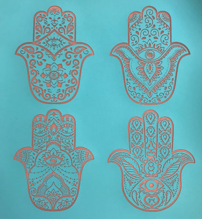 Silkscreen Hamsa Blessed Eyes polymer clay Stencil Art Jewelry Mixed Media