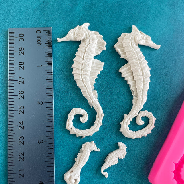 Polymer Clay Mold - Seahorses Large works with resin, fondant, soap, food safe - Create Along 