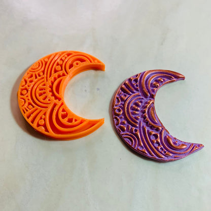 Boho Moon stamp for polymer clay and mixed media - Create Along 
