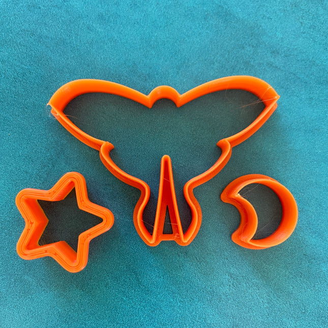 Luna Light Moth Star Moon polymer clay cutter set jewelry earrings pendant small sharp - Create Along 