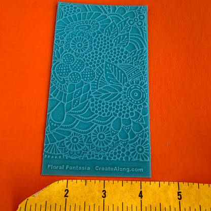 Floral Fantasia modern flowers Texture Mat Silicone rubber Stamp for polymer clay paper Gelli plate and resin - Create Along 