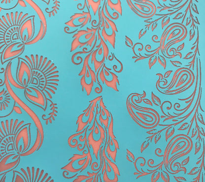Silkscreen Cindi's Paisley Peacock Borders polymer clay Stencil Pattern - Create Along 