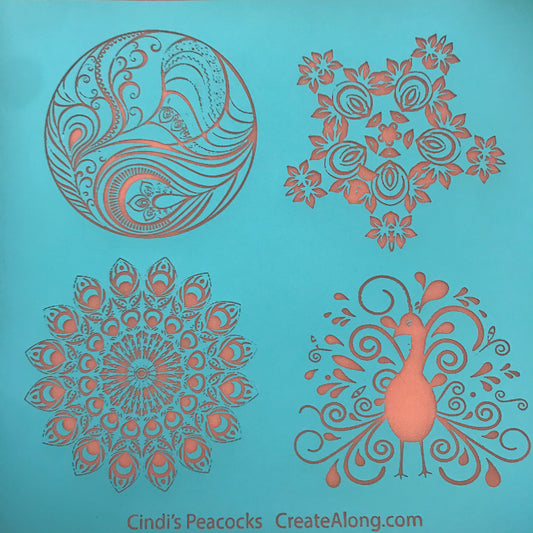 Silk Screen Cindi's Paisley Peacocks polymer clay stencil
