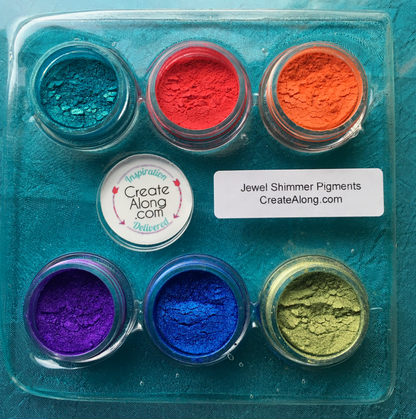Pigments Mica Powders Jewel for Polymer Clay, Art Jewelry, and Mixed Media Color Shimmer - Create Along 