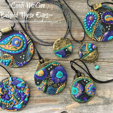 Make a Dimensional Boho Paisley and Peacock Feather Polymer Clay Slab Online Workshop with Cindi McGee - Create Along 