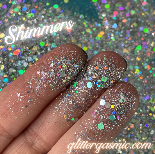 Shimmers Chunky silver Holo Glitter mix for pens candles earrings clay resin mugs slime tumblers nail art 2 oz