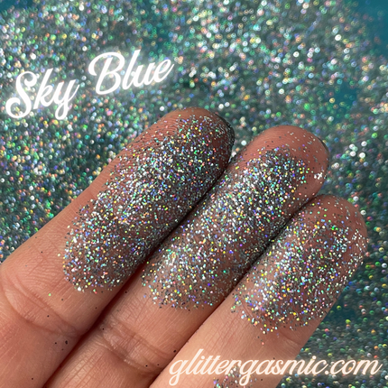 Sky Blue Fine Holo Glitter for pens candles earrings clay resin mugs slime tumblers nail art 2 oz - Create Along 