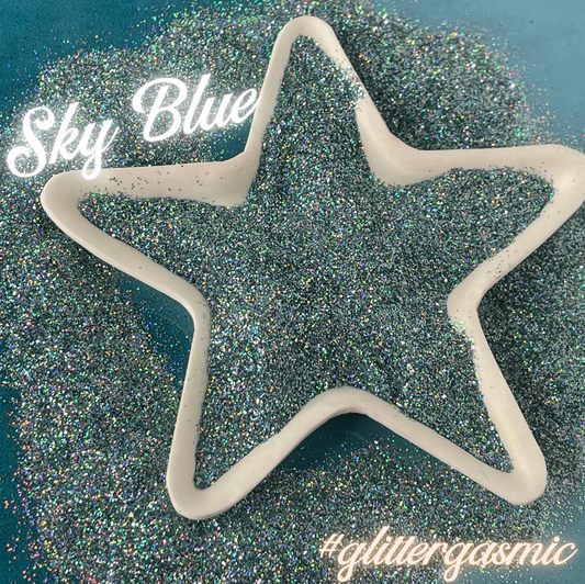 Sky Blue Fine Holo Glitter for pens candles earrings clay resin mugs slime tumblers nail art 2 oz