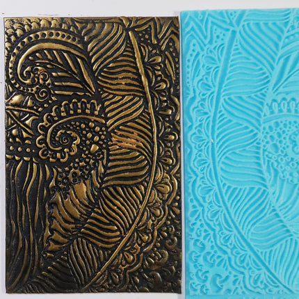 Sandy's Tangle Texture Mat Silicone rubber Stamp for polymer clay paper Gelli plate and resin