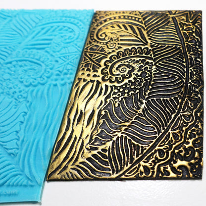 Sandy's Spiral Boho Texture Mat Silicone rubber Stamp for polymer clay paper Gelli plate and resin ZIA zentangle inspired