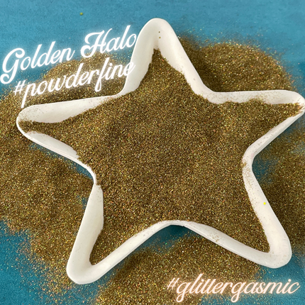 Golden Halo Powderfine Gold Holographic Glitter for pens candles earrings clay resin mugs slime tumblers nail art 2 oz - Create Along 