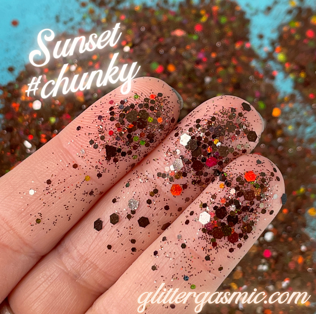 Sunset Chunky Glitter brown holo for pens candles earrings clay resin mugs slime tumblers nail art 2 oz