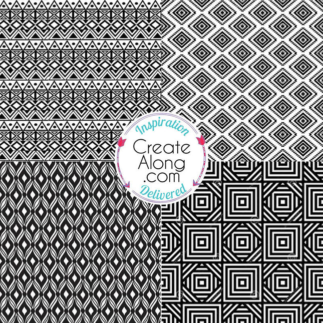Silkscreen Stencil Tribal Squaredance Multi Image For Polymer Clay And Mixed Media - Create Along 